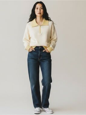 Papermoon Yellow and Cream Polo Sweater